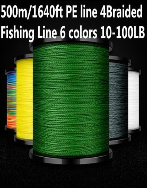 500m1640ft PE Line 4braided Fishing Line 6 Colors 10100lb тест на производительность солонной воды Highlafing Good 4536023