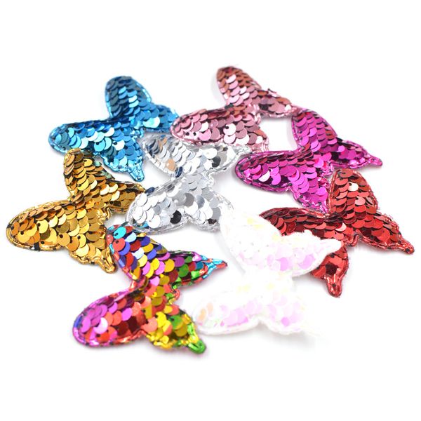 16pcs 44*52mm Glitter Paillette cuscinetti Appliques a farfalla per vestiti artigianali Forniture per cucire Accessori per capelli fai -da -te Accessori