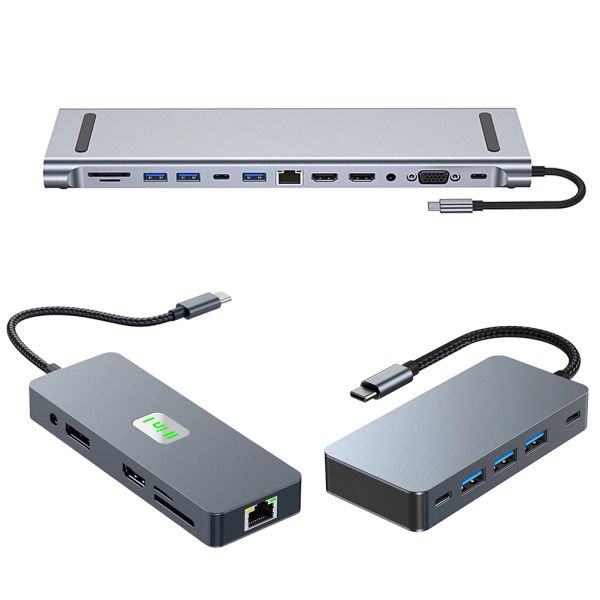 HUBS 7/11/12 в 1 MultioPort Adapter с 4K HDMicabatible VGA DP USB 3.2/3.0/2.0