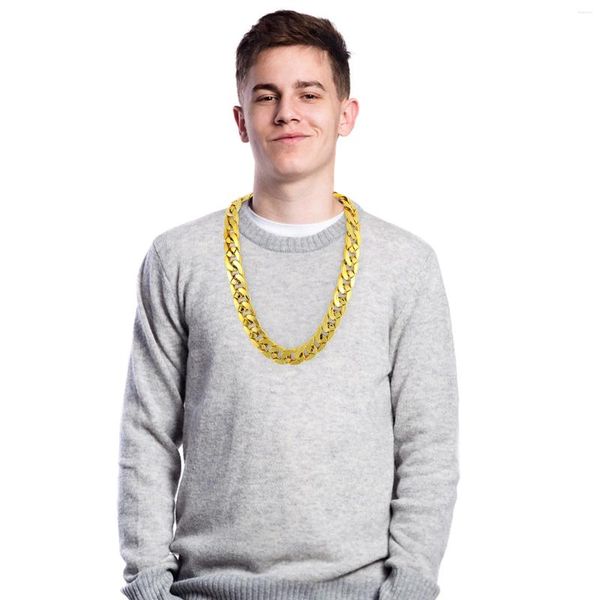 Vasen 4 PCs Hip Hop Gold Halskette Schmuckkette Männliche Jungen Hip-Hop-Punk-Dekorative Geometry Street