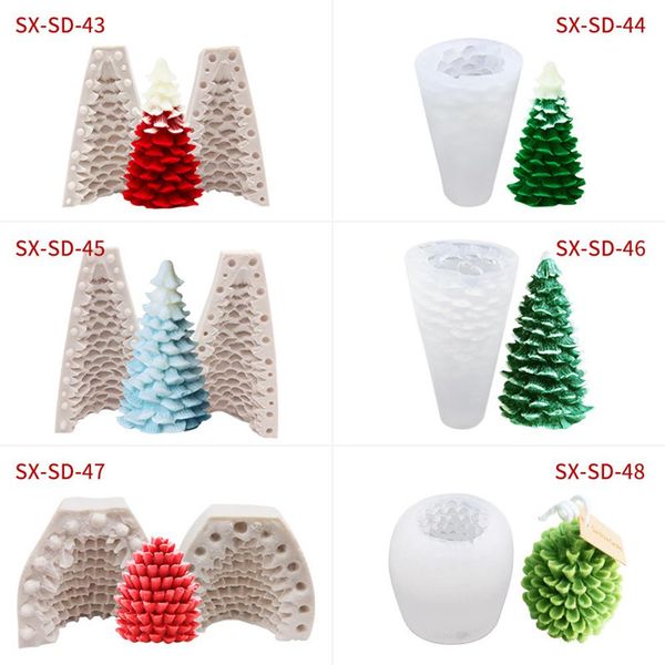 Stampo a candela in silicone 3D Christmas Tree Pine Cone SPAPA CLAY Crea decorazione per torta fai -da -te