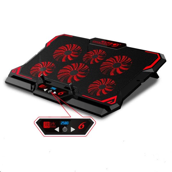 Pads de 17 polegadas Laptop Cooler 6 fãs LED SLACE 2 PORT USB 2600RPM Laptop Bad Pad Notebook Stand para laptop