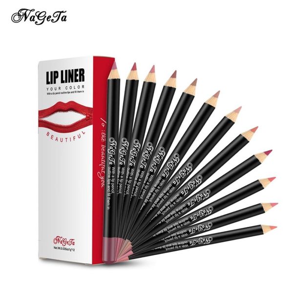 12 cores Profissional LiPliner Maquiagem de lápis de lápis à prova d'água de lipliner lápis multifuncionais Lápis de sobrancelha para o olho