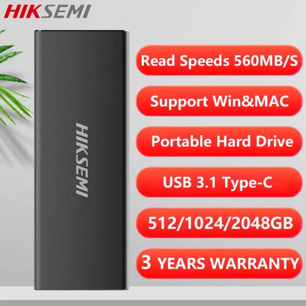 Antrieb HIKSEMI 1 TB Tragbarer Festkörperstaat externe Festplatte USB 3.1 Typec für Laptops hochwertiges PSSD durch HikVision