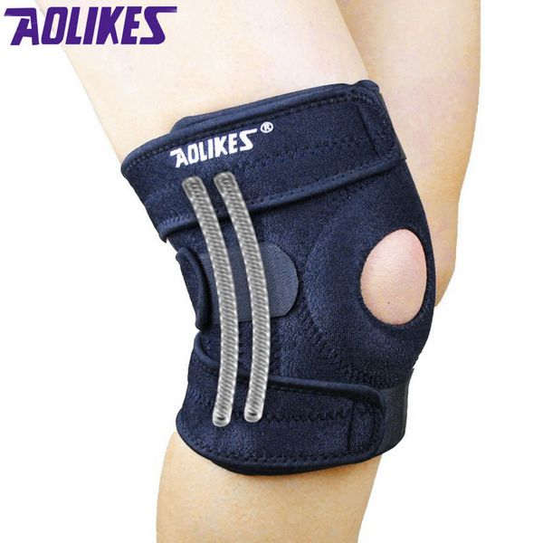 1 Stück Aolikes Mountaineering Kniegelad mit 4 Quellen Unterstützung Rycling Knie Beschützer Mountainbike Sportsicherheit Kneepad Klammer