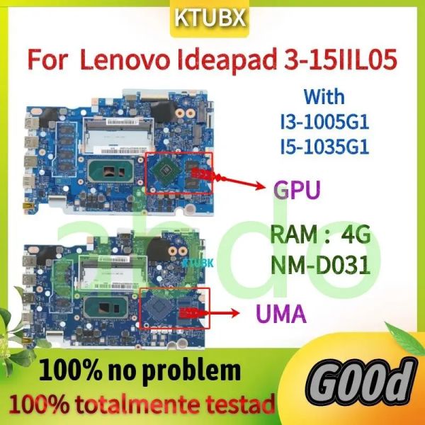 Материнская плата Motherboard NMD031. Для Lenovo IdeaPad 315iil05 Материнская плата ноутбука. С помощью ЦП I31005G1/I51035G1 AMD 4GB ОЗУ, 100% Тест