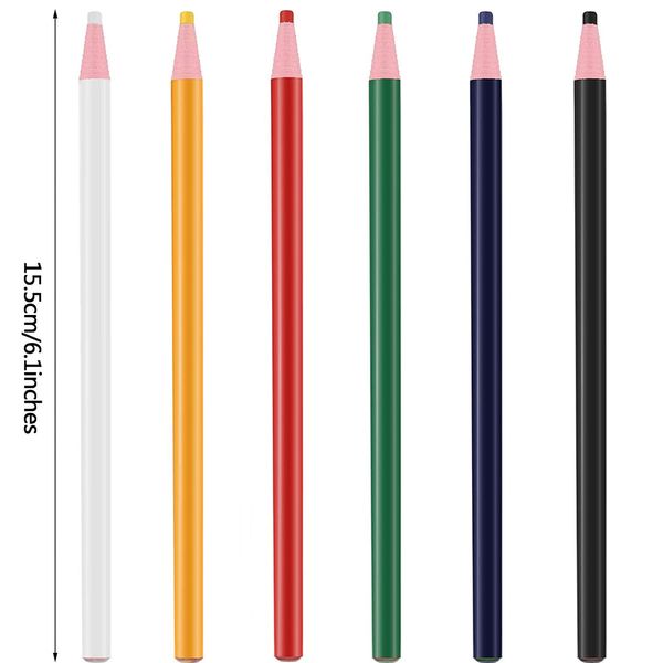 6 colorido marcador de costura a lápis Aldeares de giz grátis lápis de giz de giz para tecido de pano de couro rastreamento de rastreamento de caneta