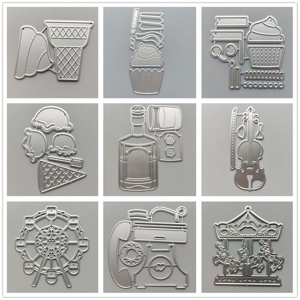 (24 estilos) Sorvete de gola de metal Dies Diy Scrapbooking Papel Álbum Crafts Mold Punch Puncos estênceis de gravação