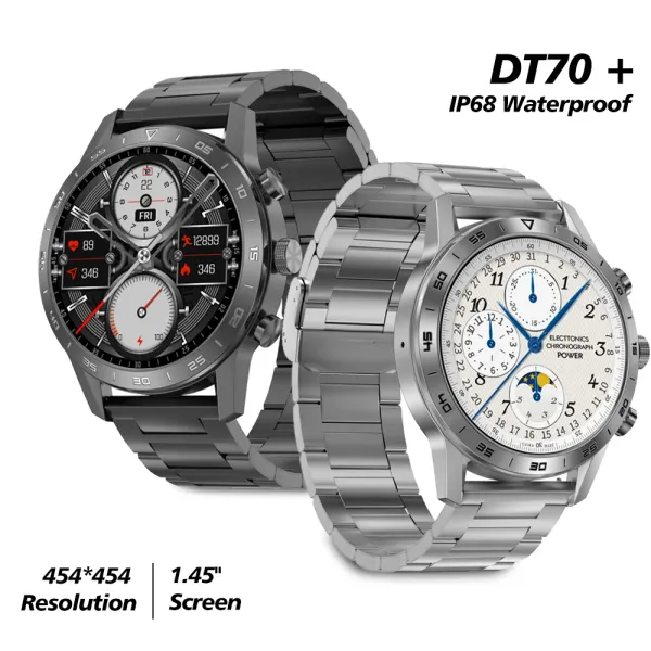 Uhren NFC DT70+ SmartWatch 1,45 Zoll IPS IP68 Wireless Ladung Sport Smart Watch Bluetooth Call Health Monitor für Android iOS -Telefon