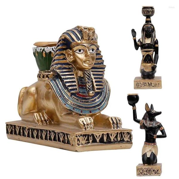 Kerzenhalter Ancient ägyptische Kerzenstick Realistische Gott Göttin Harz Skulptur Teelichthalter für Partyzubehör Home Desktop Dekor