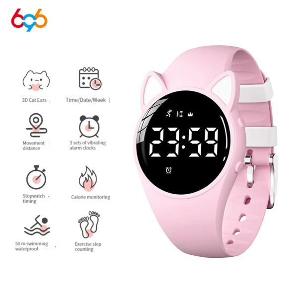 Watches Yeni Akıllı Çapktı Kadın Çocuklar Su Geçirmez USB Şarj Spor Fitness Bilgis Band LED LED SMART SATRAK KIZ STEP SAAT Saat