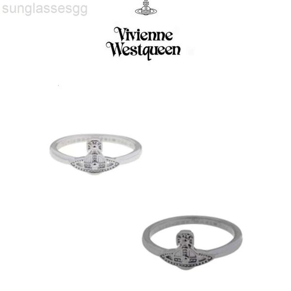Designer Viviane Westwood Imperatriz Dowager XI Ponto flutuante livre de diamantes Saturn Ring Personalidade feminina simples e plana Planet Ring High Version