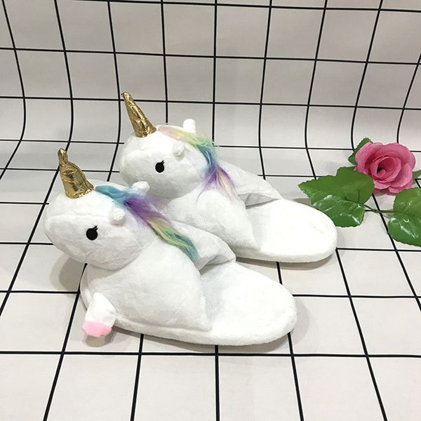 Inverno adorável casa chinelos licorne sapatos brancos crianças chinelas de unicórnio animais unicornio adulto crianças sapatos meninos garotas