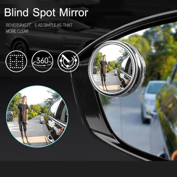 2pcs 360 Grad Verstellbarer Blind Spiegelspiegel Auto Auxiliary Heckansicht Konvexer Spiegel Rundrahmen Weitwinkelspiegel für das Auto Rückwärtsgang