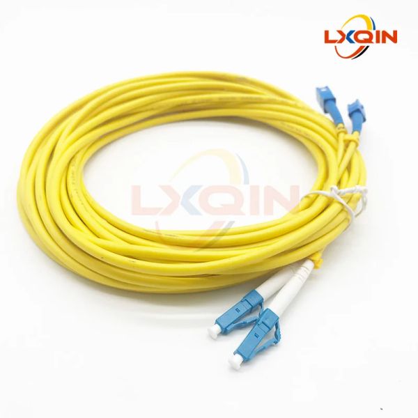 LXQIN YAZICI SC-LC Optik Fiber Kablosu UPC SM DX 4.0mm PVC UV Düz Yatıcı İçin Çift Çekirdek Sarı Fiber Optik Yama Kablosu