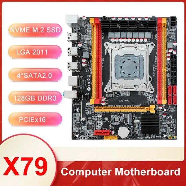 Материнские платы x79 набор для материнских плат с Intel LGA2011 Xeon E5 2650 V2 CPU DDR3 1*16GB 1600 МГц ECC RAM Memory Memory NVME M.2 SATA для CPU Intel E5