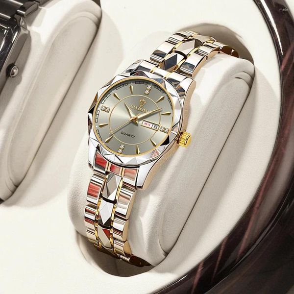 Orologi da polso binbond giapponese in quarzo orologio dorato femmini