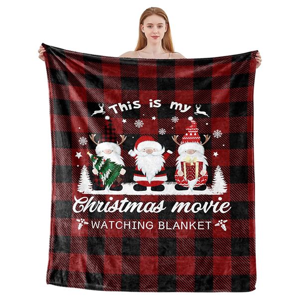 Idéia de presente de cobertor macio para crianças adultos Este é o meu filme de Natal, Lão de Flanela de Bedding Red Plaid Bedding Fuzzy