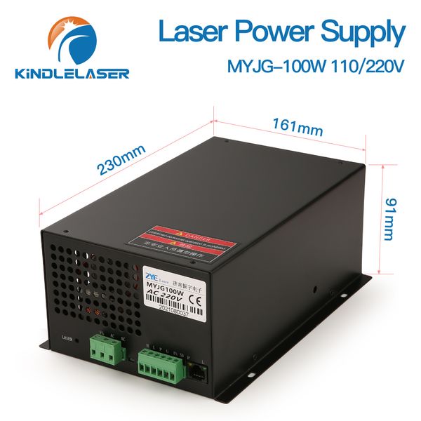 Fonte de alimentação a laser de CO2 KindleLaser 80-100W para Máquina de corte de gravura a laser CO2 categoria MyJG-100W