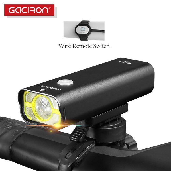 Gaciron 400-800lm Biciclo de bicicleta Luz frontal de farol com fios interruptor remoto IPX6 Chargable Pro concurso de concurso lanterna de concurso de concurso