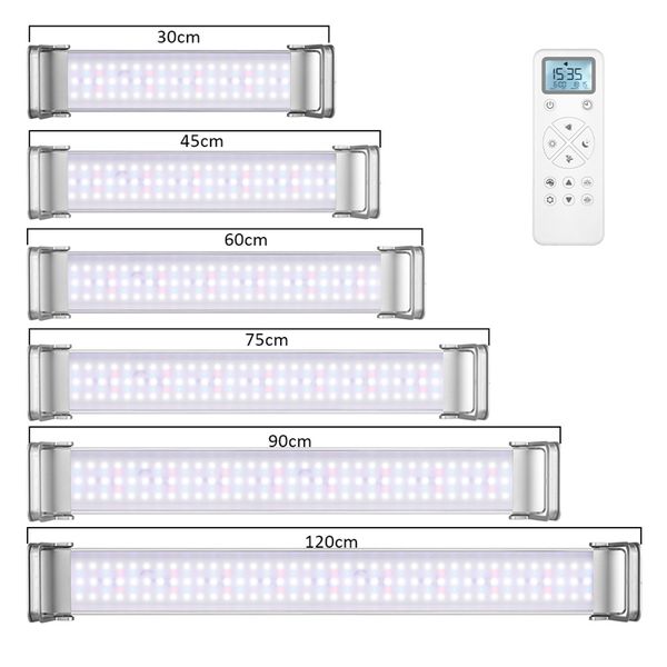 Novo produto constante de peixe atual tanque de peixe azul claro e branco Luz de aquário completo com 2.4g de controle aquático de controle remoto