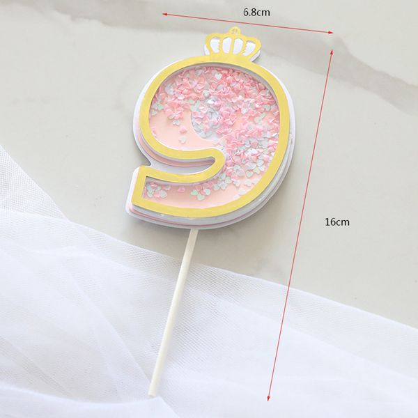 Numero paillettes blu rosa Happy Birthday Cake Topper 0-9 Cake Topper Not Candle Girls Boys Baby Decor DECAZIONE DECORAZIONI