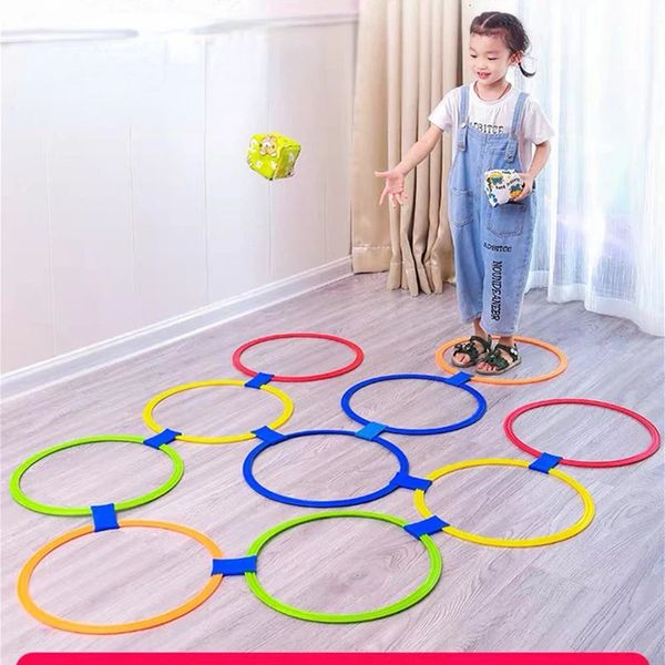 Дети на открытом воздухе Toys Hopscotch Кольцевые прыжки для спортивной игры за пределами детского сада на заднем дворе крытый карнавальная игра 240409