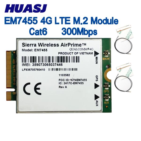 Modems Huasj WWAN SIERRA sem fio EM7455 1103582 FDD/TDD LTE CAT6 NGFF M.2 Módulo 4G Card 4G 300Mbps para laptop e roteador 4G