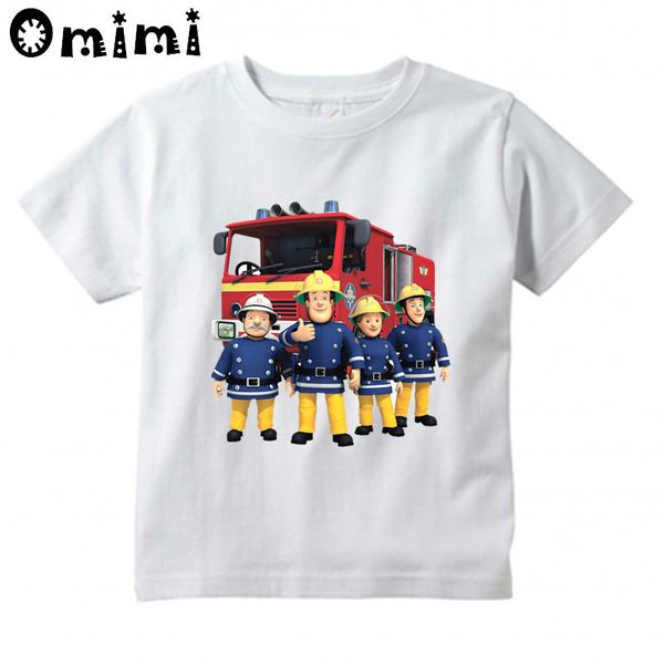 Maglietta da design per vigili del fuoco di Sam pompiere ragazzi/ragazze grandi top a maniche corte kawaii top per bambini