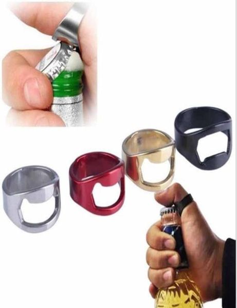 Kreativer Edelstahl -Ringöffner Opener Finger Ring Bierflasche Opener Cooler Bar Party Küchenwerkzeuge mentale Cap Opener Multicolors6209788