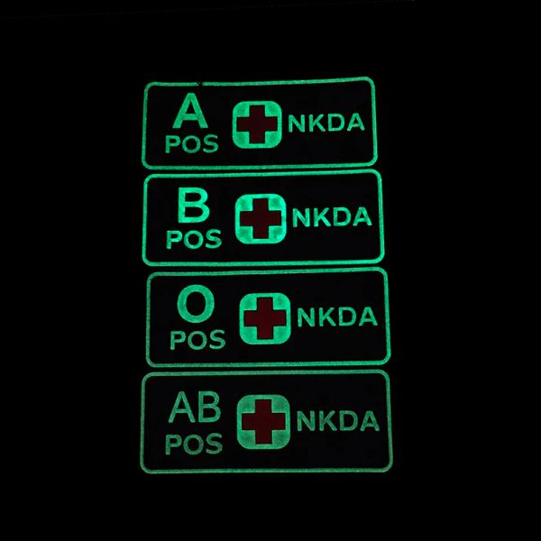 Blood Tipo A B AB O positivo Pos nkda Medical Cross PVC Patches táticos Militar Militar