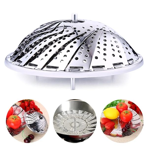 Klapper Edelstahl -Dampfer Gemüse Küche Obst Lebensmittelkorb Mesh Dampfer Rack Cookware und Utensilien zum Kochen von Dampf