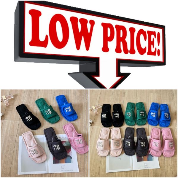 Designer Slides Sandali di lusso Donne Slip Black Pink Green Green Pool Suede Rinestone Velcro Gai Fashion Week Party 35-42