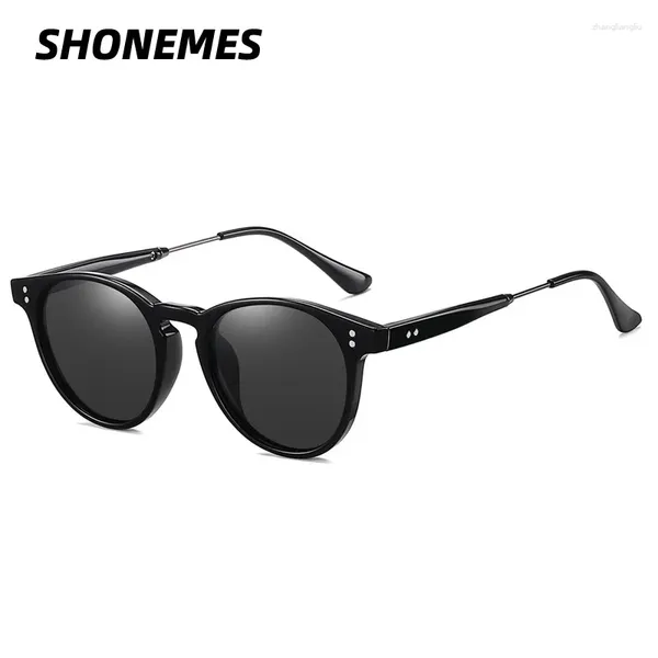 Occhiali da sole Shonemes rotonde tonalità polarizzate alla moda TR90 Visione notturna per la visione esterna UV400 occhiali da sole per uomini donne