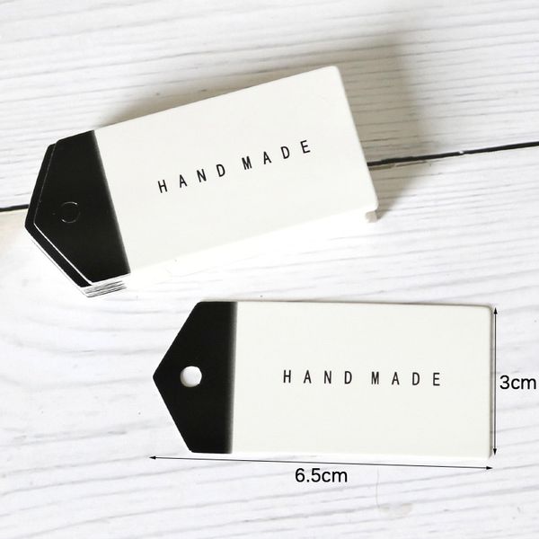 50pcs Black White Handmade Handmed OBRIGADO TAGS PACOTO PACOTO HANG TAGS SAPAÇÃO DE VERIFICAÇÃO BACOS DE TAG CARTS SCRAPBOOKING DIY CRAFT 6.5X3CM