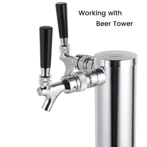 Bierarmatur Fließregeladapter, 1-1/8-8 Gewinde einstellbares Tap Shank Liquid Control Ventil für Craft Beer-Abgabe Homebrew KT