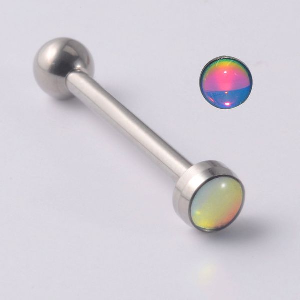 1PC ASTM F136 G23 Titanium Flash Film Tongue Brebell Ring Epoxy Sexy Glitter Bling Linda língua Jóias de piercing 14G 14G