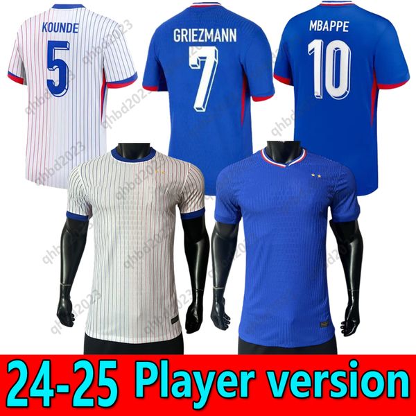 24 25 S-4XL Player Version Mbappe Griezmann Soccer Jersey Euro Cup Frenchs Kante Pogba Zidane Giroud Benzema Matuidi Kimpembe Maillot de Football Shirt Men Kid