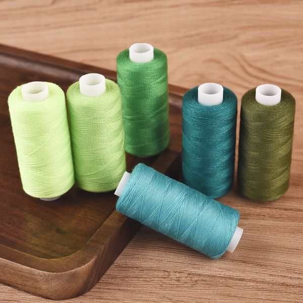 6 colori/set di filati filo rullo roll machine ricamo a mano 400 yard ogni bobina in poliestere completo per il kit di cucito domestico