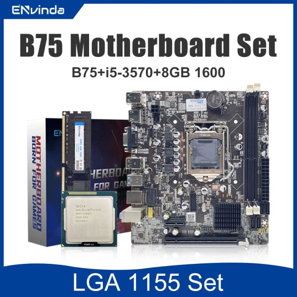 Placas -mãe ENVINDA B75 PC Kit de jogos para placa -mãe com núcleo i5 3570 8gb ddr3 placa placa mae lga 1155 com cpu e memória lgre1155