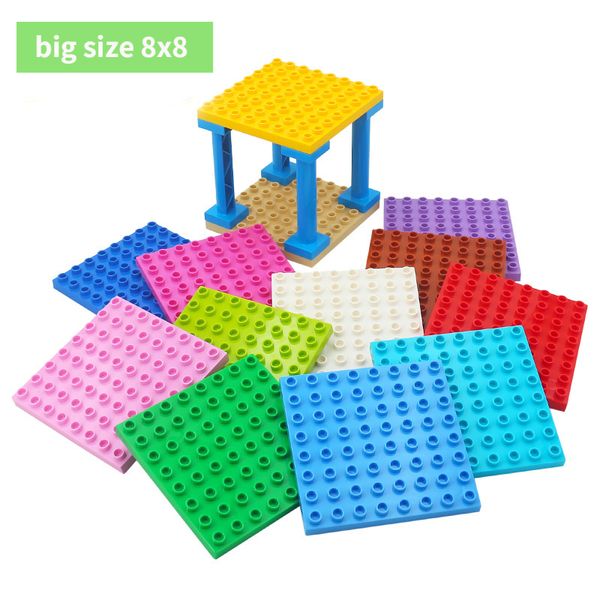 8x8 Punkte Bausteine Grundplatten für große Größenziegel Plattenbaugruppe Ziegelbasisplatte kompatibel mit Lego -Duplo -Ziegeln