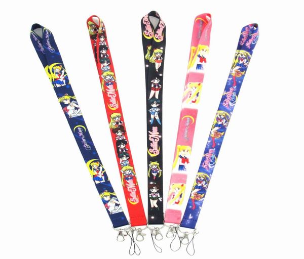 Küçük 10 adet karikatür anime anahtar zincirleri kızlar aşk kordon boyun anahtarı kayışı telefon tuşları için kimlik kartı rozeti mobil landards5964319