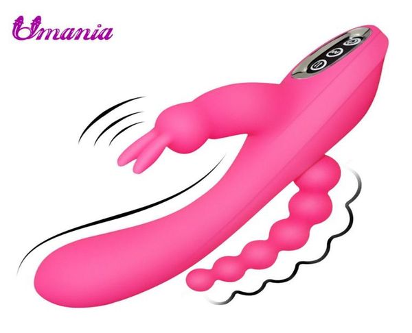 10 Padrões de vibração Rabbit GSPOT Vibrador à prova d'água Massagem Tripla Anal Vagina Clitoris Toys de sexo estimulador para mulheres Casal C2859640