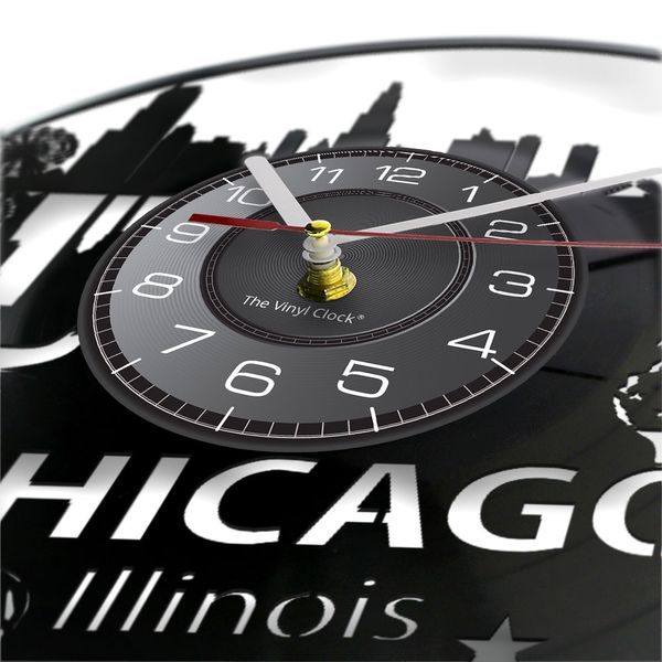 CutPlay Longplay Wall Relógio Longplay Relógio dos EUA Illinois Icons culturais Matador Skyline Luminous Wall Wall Gifts Traveling Gifts