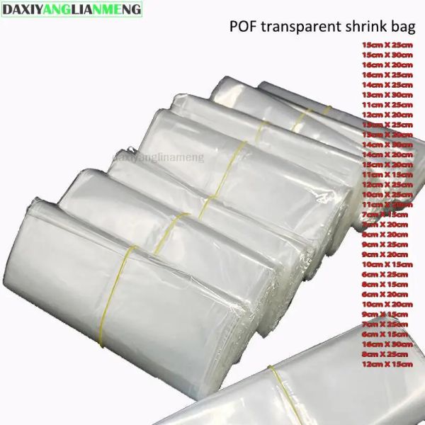 300pcs Pequeno pacote transparente transparente Pacote de embalagem aqueça se vedação de vedação POF embalagem de armazenamento Bolsas de plástico para festas de casamento embalagem de presente