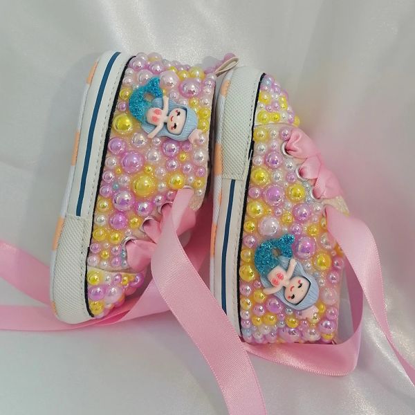 Sneaker fatte a mano con arco perle rhinestones bambine scarpe per capelli prima walker scintilla sirena natalizi cristalli di scarpe principessa doccia