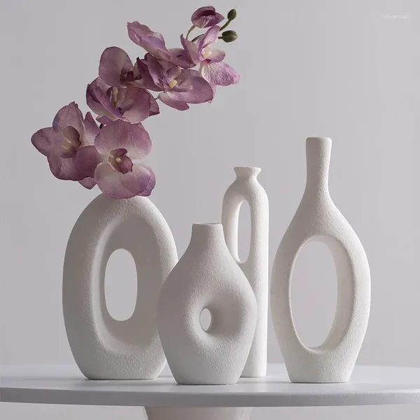 Vazolar Nordic Seramik Vazo Dekorasyon Kurutulmuş Çiçek Oturma Odası Masaüstü Net Kırmızı Kıdemli Sanat Tarzı Home Decor