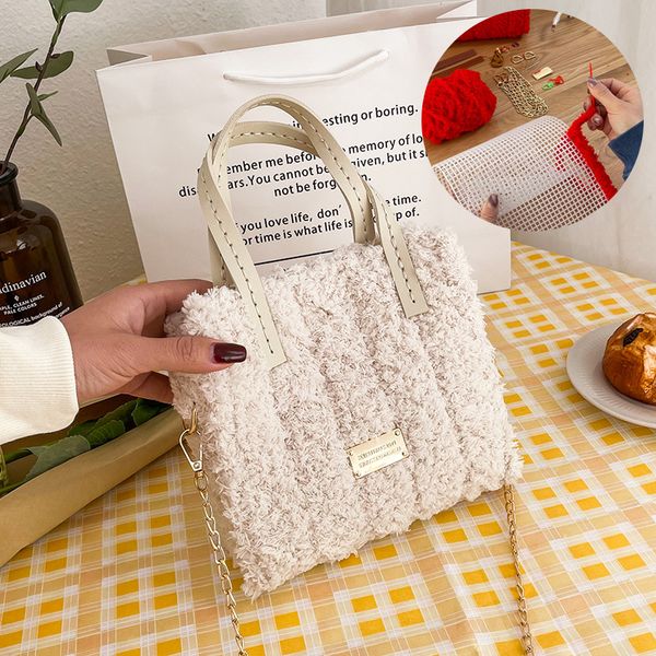 Kreatives Webbeutel DIY Handwerkstasche Making Materials Latch Haken Mesh Wollwolle Taschen Praktische Taschen machen Nähzubehör machen
