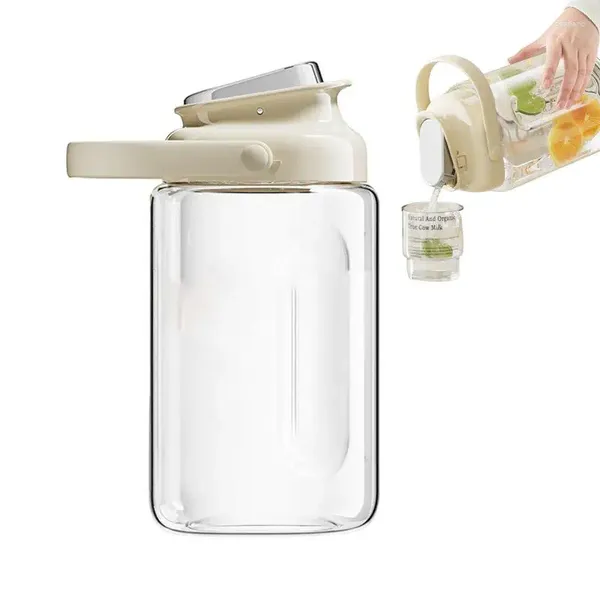 Garrafas de água geladeira Lemonada Lemonada Brilhadora jarra com tampa Pressione os recipientes da alça de filtro de balde legal para leite