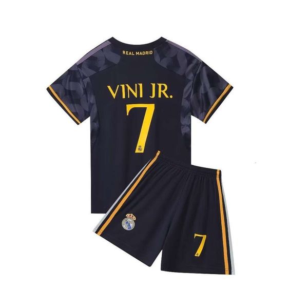Jerseys de futebol 23-24 Rei M Cinza e Black Club 7 camisa de futebol definida para camisas infantis, tamanho 14-30